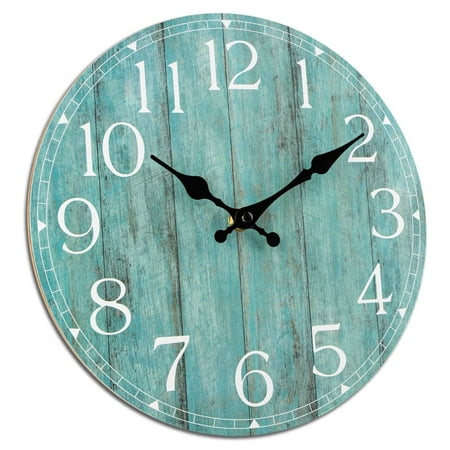 Wall Clock,10 Inch Teal Silent Non-Ticking Kitchen Clock Decor,Rustic Vintage Country Retro Decorative Wall Clocks