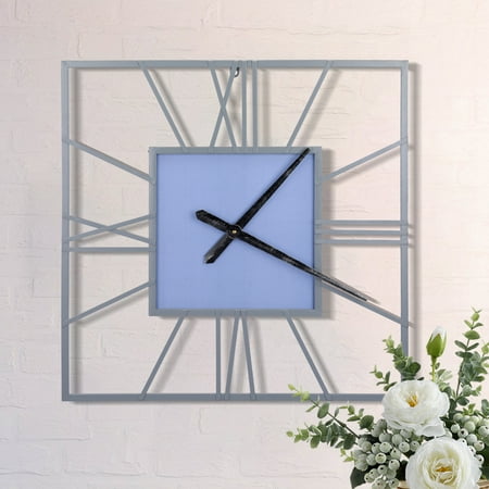 Wall Clock 24 Inch Square Large Modern Wall Clock Pointer & Roman Numerals for Kitchen Bedroom Decoration Wall Decor