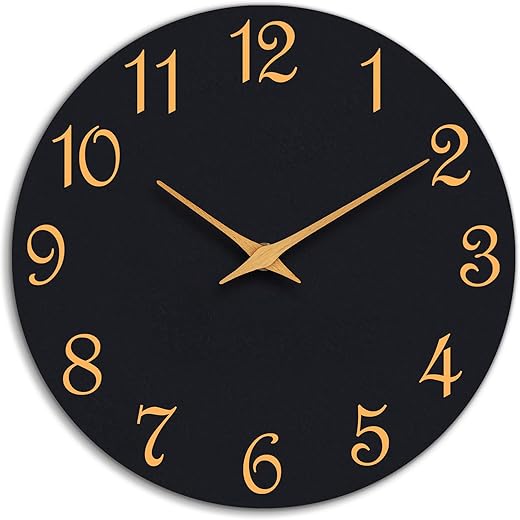 Wall Clock, 8 Inch Modern Wall Clocks Battery Operated, Small Silent Non Ticking Clock Decorative for Kitchen, Bathroom, Bedroom, Desk, Bookshelf (Black Gold)