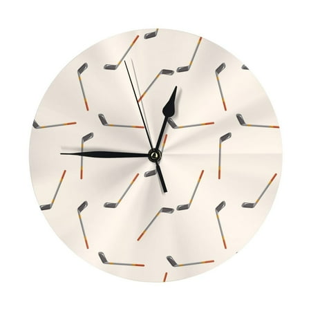 Wall Clock, cute hockey sticks Wall Clocks Battery Operated Silent Kitchen Office Wall Clock Decorative, Wall Clock for Living Room School Classroom Bedroom Home Decor