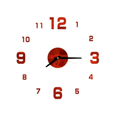 Wall Clock Decoration for Living Room Big Decorative Small Size Acrylic Red Office