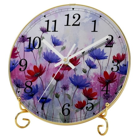 Wall Clock, Desk Clock, Round Clock, Personalized Gift for Mom, Clock for Bedroom, Living Room, Mother's Day Gifts, Birthday Gift, Butterfly Red Purple Retro Art