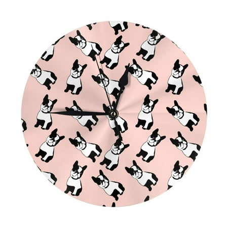 Wall Clock, French Bulldog1 Wall Clocks Battery Operated Silent Kitchen Office Wall Clock Decorative, Wall Clock for Living Room School Classroom Bedroom Home Decor