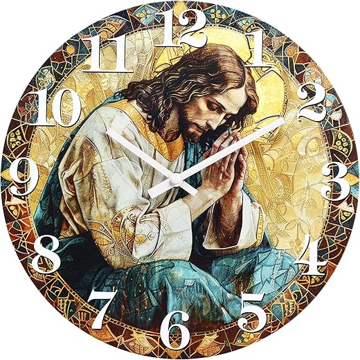 Wall Clock, Jesus Christ Prayer Clock Christian Wall Clocks for Church Christian Gift Cathedral Religious