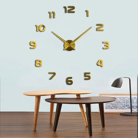 Wall Clock Large A141 Modern Designer Wall Clock High Gloss 3D Wall Clock Numbers XL XXL in Silver with Mirror Surface 80cm - 120cm Chrome Look