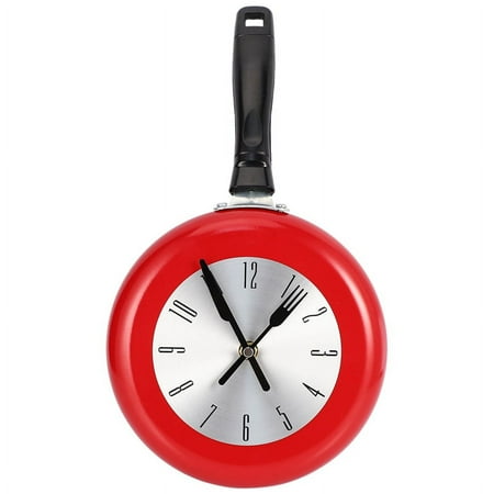 Wall Clock Metal Frying Pan Design 8 Inch Clocks Kitchen Decoration Novelty Art Watch