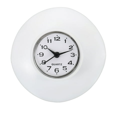 Wall Clock Mini Cute Bathroom Mirror Suction Waterproof Shower Clock, White