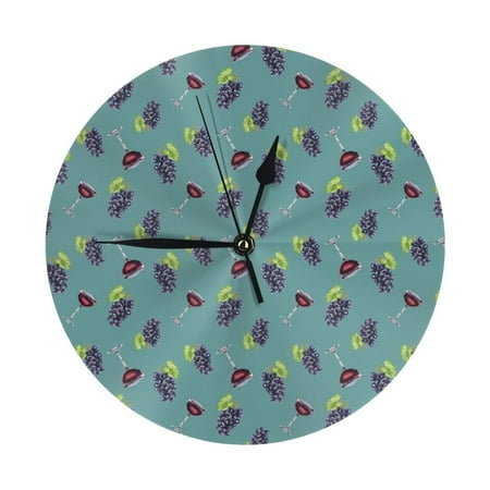 Wall Clock, Purple Grapes Pattern Wall Clocks Battery Operated Silent Kitchen Office Wall Clock Decorative, Wall Clock for Living Room School Classroom Bedroom Home Decor