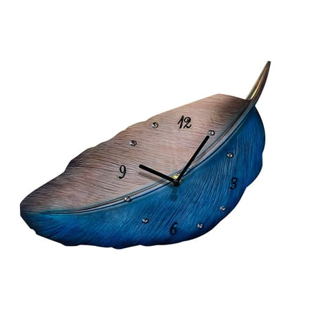 Wall Clock Retro Nordic Feather Wooden Leaves Shaped Mute Creative Feather Fashion Living Room Clock