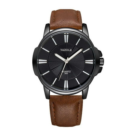 Wall Clock Roman Numerals Men's Fashion Sport Stainless Steel Case Leather Band Quartz Analog Wrist Watch