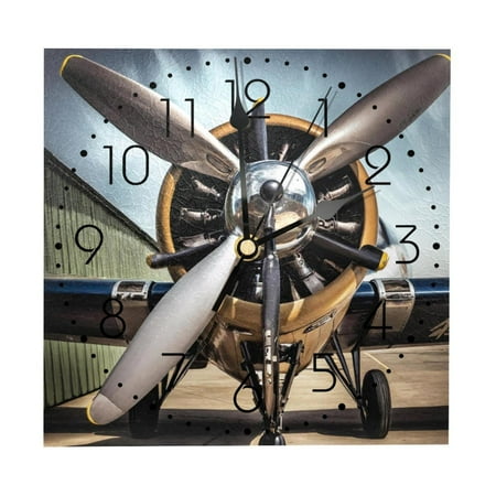 Wall Clocks, Aircraft Jet Propeller Battery Operated Number Clock for Bedroom Living Kitchen Office Home Decor Silent & Non-Ticking