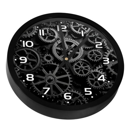 Wall Clocks Battery Operated Modern Clocks Round Silent Clock 9.8 in Mechanical Vintage Gears