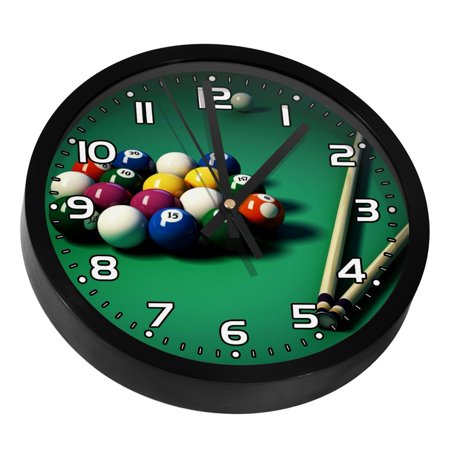 Wall Clocks Battery Operated Modern Clocks Round Silent Clock 9.8 in Billiard Balls Colorful