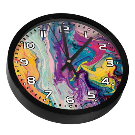 Wall Clocks Battery Operated Modern Clocks Round Silent Clock 9.8 in Colorful Rainbow Watercolor