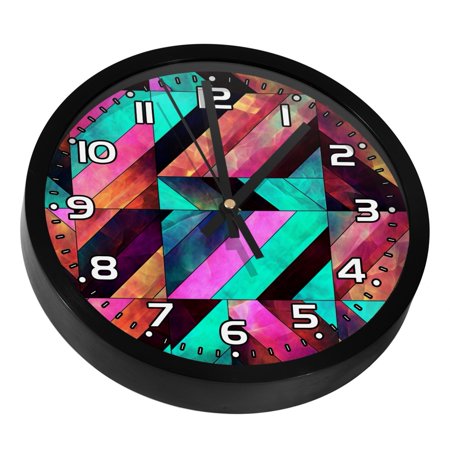 Wall Clocks Battery Operated Modern Clocks Round Silent Clock 9.8 in Colorful Stripes Watercolor