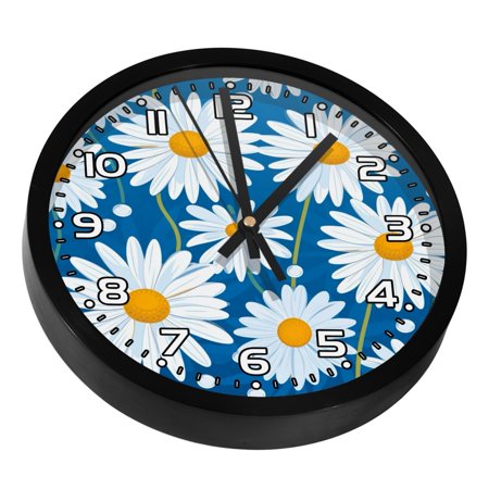 Wall Clocks Battery Operated Modern Clocks Round Silent Clock 9.8 in Flower Floral Daisy