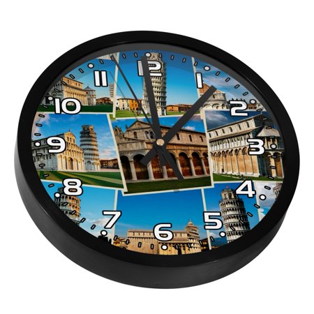 Wall Clocks Battery Operated Modern Clocks Round Silent Clock 9.8 in Travel Italy Vintage Architecture