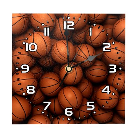 Wall Clocks Battery Operated Modern Clocks Square Silent Clock 7.87 in Ball Print Basketball