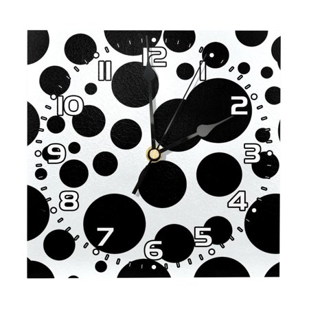 Wall Clocks Battery Operated Modern Clocks Square Silent Clock 7.87 in Black Dots