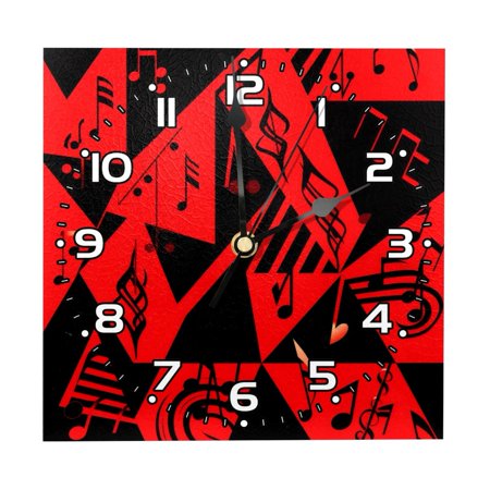 Wall Clocks Battery Operated Modern Clocks Square Silent Clock 7.87 in Black and Red Notes