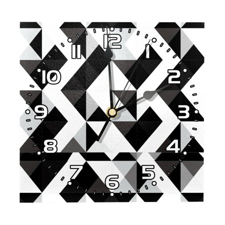 Wall Clocks Battery Operated Modern Clocks Square Silent Clock 7.87 in Black and White Triangle