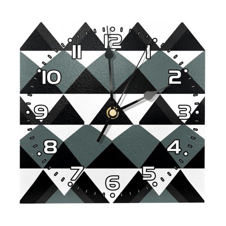 Wall Clocks Battery Operated Modern Clocks Square Silent Clock 7.87 in Black and White Triangle