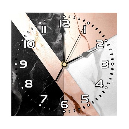 Wall Clocks Battery Operated Modern Clocks Square Silent Clock 7.87 in Black White Rose Gold Marble