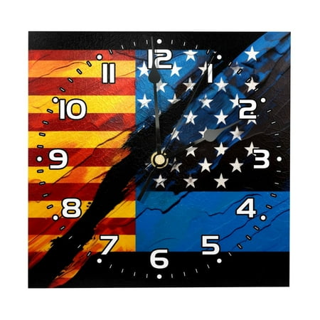 Wall Clocks Battery Operated Modern Clocks Square Silent Clock 7.87 in Black American Flag Combination