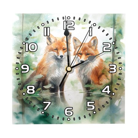 Wall Clocks Battery Operated Modern Clocks Square Silent Clock 7.87 in Fox Water River