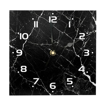 Wall Clocks Battery Operated Modern Clocks Square Silent Clock 7.87 in Marble Texture Black