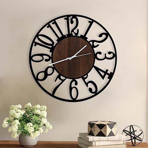 Wall Clocks for Living Room Decor,16 inches Large Wall Clocks,Silent,Non Ticking,Battery Operated Modern Big Black Metal Wall Clock for Bedroom,Kitchen,Office,Home,Farmhouse Wall Decor