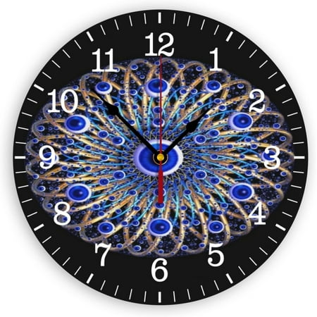 Wall Clocks Greek Turkish Matiasma Evil-Eye Classic Silent Alarm Clock For Living Room Bedroom Kitchen Office Classroom School Decor 10Inch