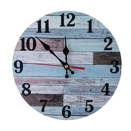 Wall Clock Silen Wooden Clock Battery Operated Country Retro Rustic Style Decora