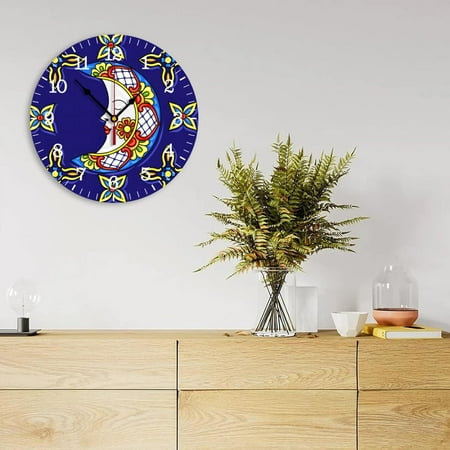 Wall Clocks Mexican Talavera Ceramic Tile Pattern Classic Silent Alarm Clock For Li[3828]