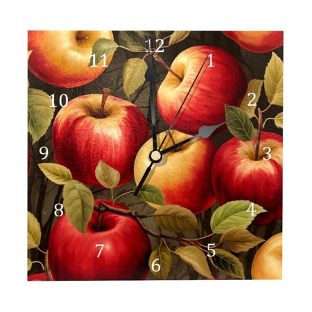 Wall Clocks, Ripen Apples Battery Operated Number Clock for Bedroom Living Kitchen Office Home Decor Silent & Non-Ticking