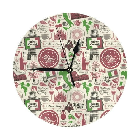 Wall Clock, Stamp print Grape Wall Clocks Battery Operated Silent Kitchen Office Wall Clock Decorative, Wall Clock for Living Room School Classroom Bedroom Home Decor