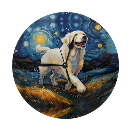 Wall Clock, Vintage Starry Sky Labrador A Wall Clocks Battery Operated Silent Kitchen Office Wall Clock Decorative, Wall Clock for Living Room School Classroom Bedroom Home Decor