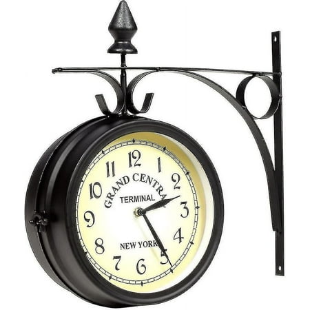 Wall Clock Wrought Iron Garden Clock Station Clock 2-sided Handcrafted Grand Central Terminal New Yo