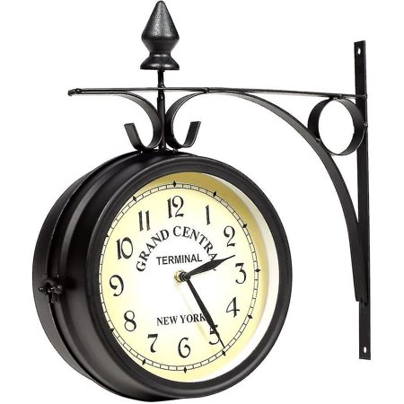 Wall Clock Wrought Iron Garden Clock Station Clock 2-sided Handcrafted Grand Central Terminal New Yo