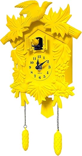 WALPLUS Chiming Classic Yellow Cuckoo Wall Clock Hanging Bird Clock Home Decor Christmas Clock Gifts