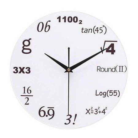 Waroomhouse Engineer Gift Math Teacher Gift Math Wall Clock Silent Non-ticking Quartz Movement with Hanging Hook Wooden Clock for Classroom Home Decoration