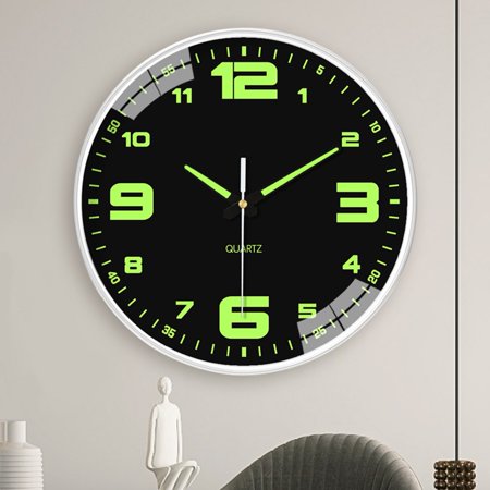 Washranp 12Inch Night Light Wall Clock,Silent Battery Glow in Dark Large Digital Display Clock for Home Decor