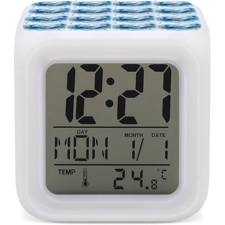 Watercolor Killer Whale Fishes Mini Digital Alarm Clocks, Led Night Glowing Cube Cl[3993]