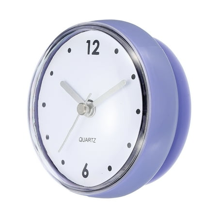 Waterproof Bathroom Clock Battery Operated Wall Clock with Suction Cup, Blue