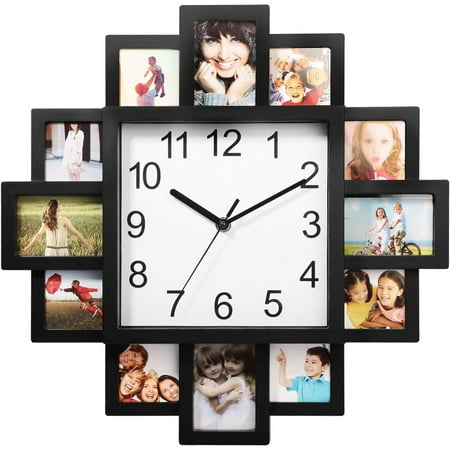 WBTAYB Photo Frame Clock Picture Collage 12-Picture Display DIY Wall Clock Photowall Wall Hanging Home Decor- Make Your Own Multi-Photo Clock-US Spot