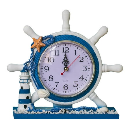 Weis 1Pc Nautical Style Clock Creative Time Displayer Artistic Desk Clock Room Arrangement for Home (Lighthouse)