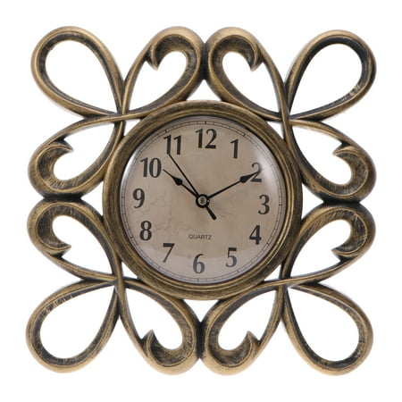 Weis Vintage Dial Clock European Hollowed-out Silent Clock 3D Large Decorative Wall Clock for Living Room Bedroom Kitchen(Golden)