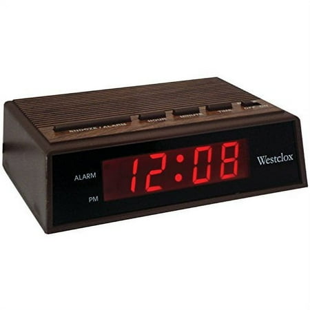 Westclox 0.6 LED Display Snooze Woodgrain Electric Alarm Clock 22690