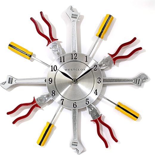 Westclox 14 in. Hand Tools Frame Wall Clock for Garage, Home Office or Tool Shop