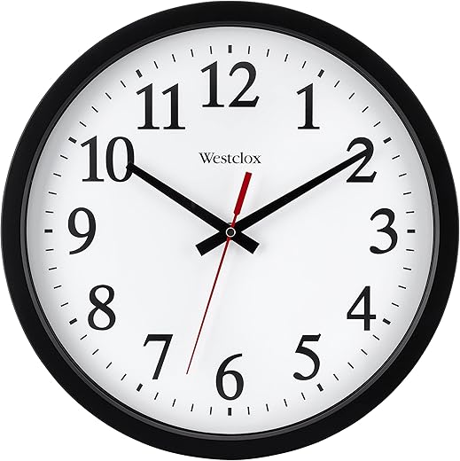 Westclox 14 Round Electric Powered Office Wall Clock, Black